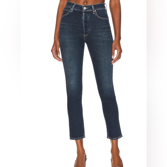 Agolde Denim - AGOLDE Nico High Rise Slim Fit Jeans Dark Wash Size 24